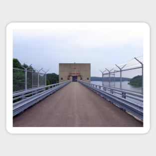 Bridge Perspective Photography Art, Waterway Dam Bridges Sticker